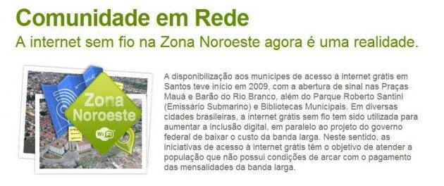 Internet Grátis na Zona Noroeste de Santos
