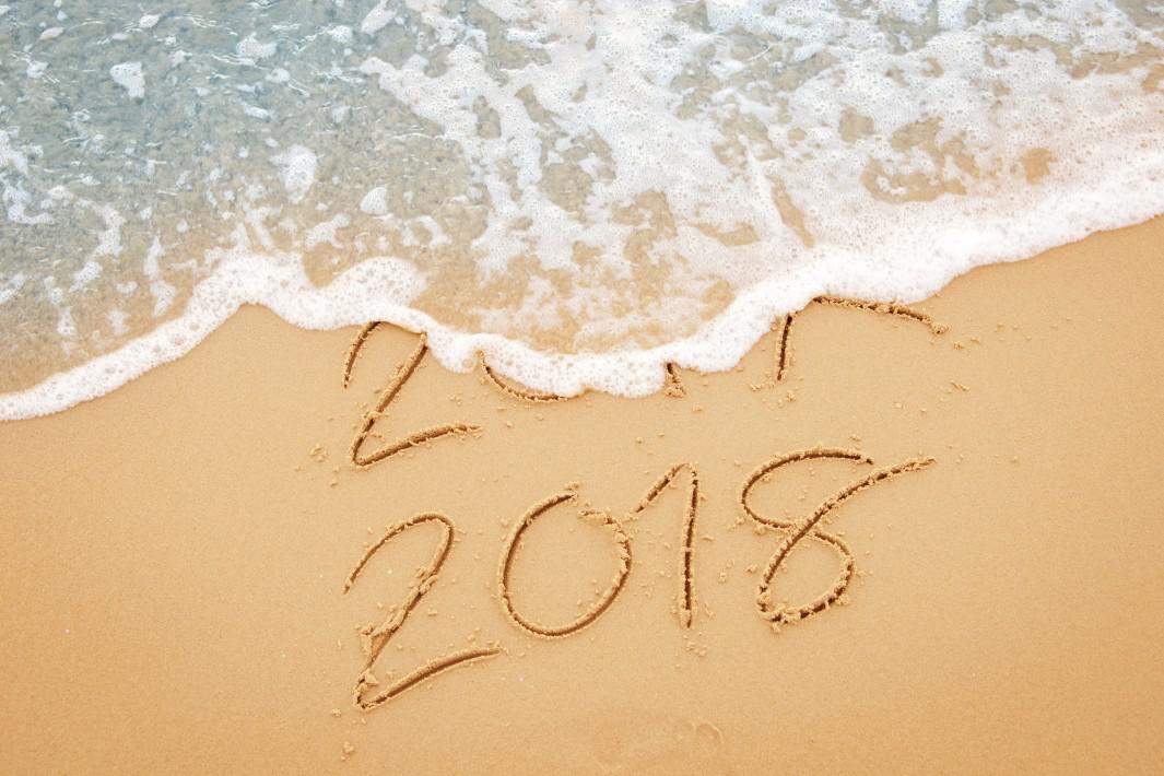 New Year 2017 replace 2016 on sea beach summer