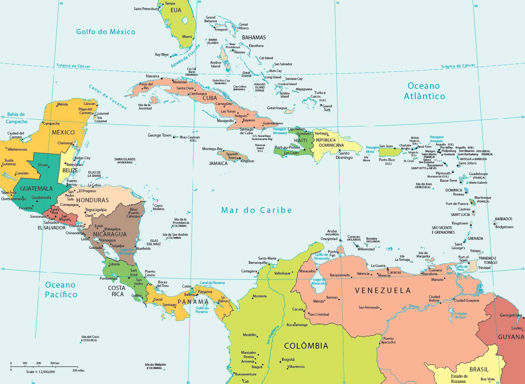 Del Caribe Mapa De America Con Nombres Para Imprimir