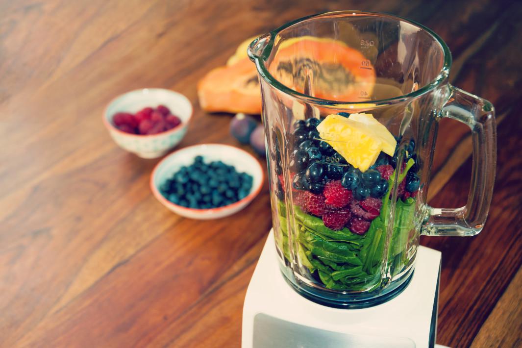 Fruits and vegetables in the blender