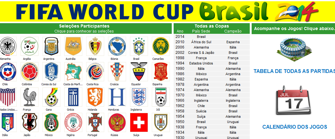 Tabela Copa do Mundo 2018 no Excel