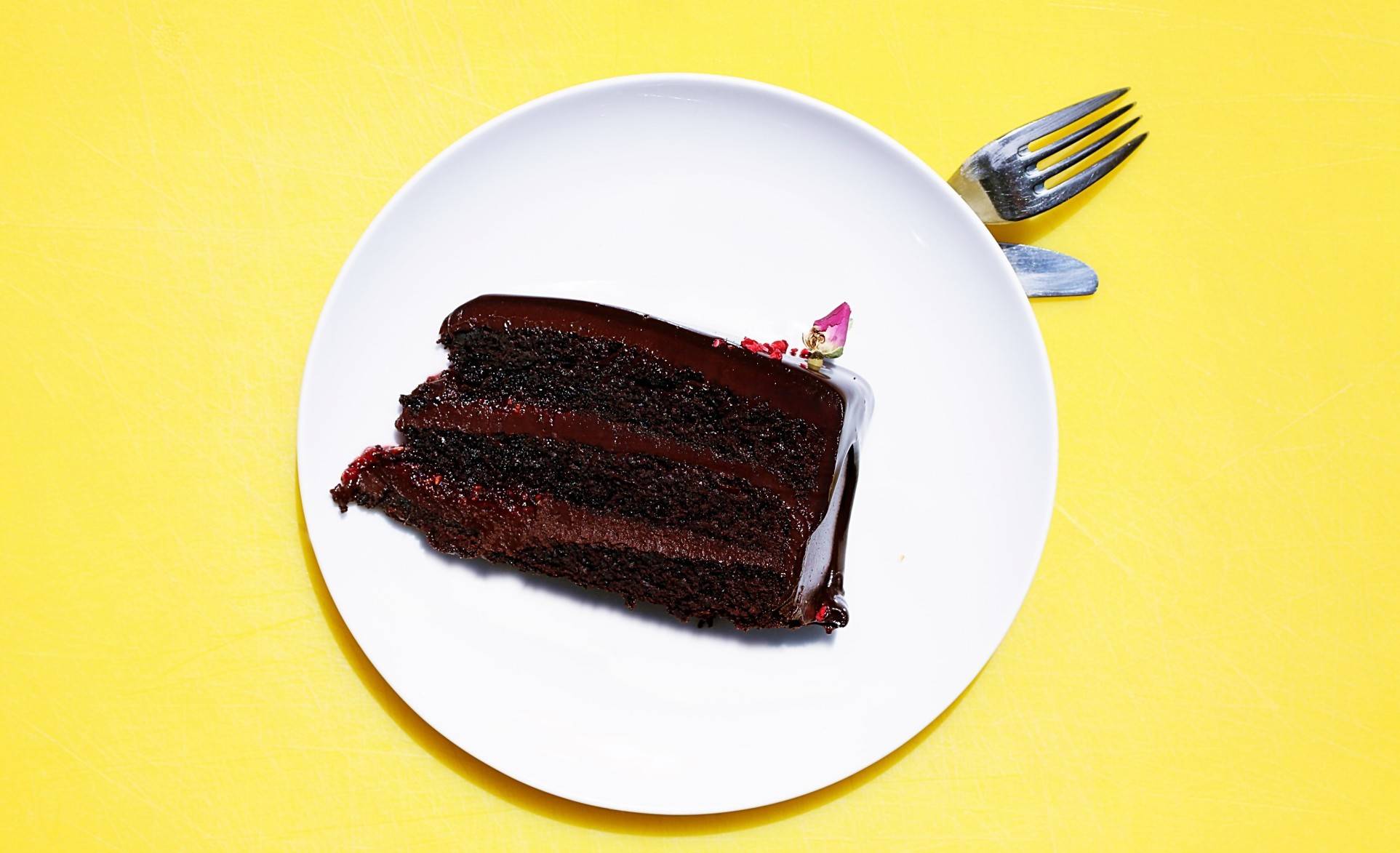 www.juicysantos.com.br - bolo de chocolate em fundo amarelo
