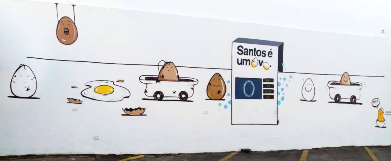 www.juicysantos.com.br - santos é um ovo e orgulho caiçara no mural de erico bomfim