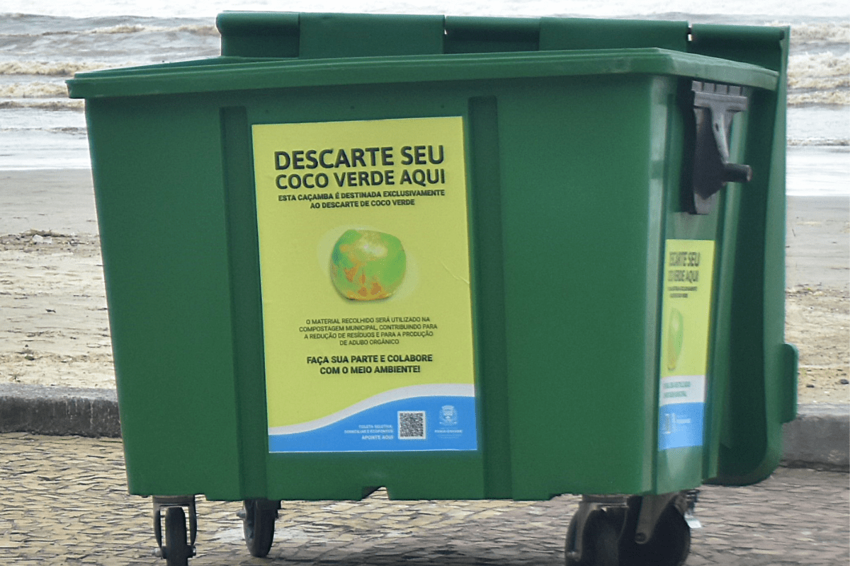 Coco na praia, adubo na cidade: Praia Grande dá novo destino às cascas